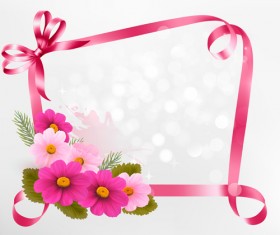 Flower with ribbon frame vector