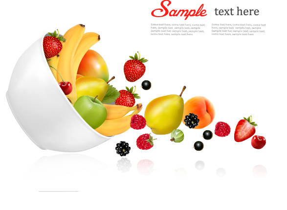 Fresh fruit background vector graphics