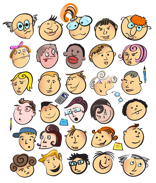 Funny faces smile expression vector material 01