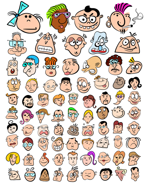 Funny faces smile expression vector material 03