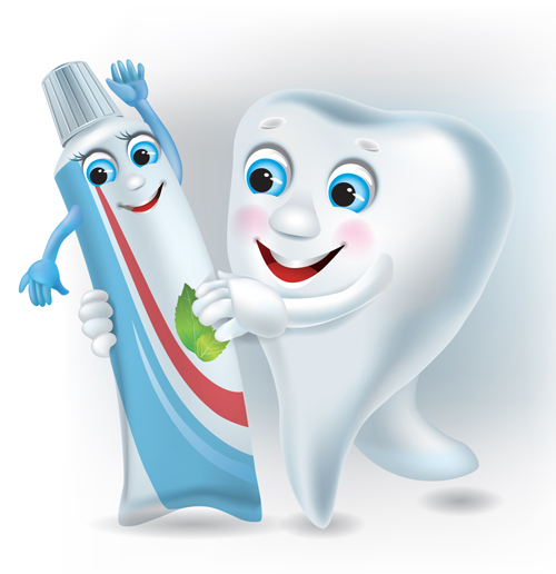 Funny tooth with toothpaste vector graphic