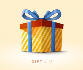 Gift box with blue bow psd