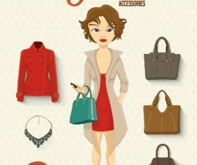 Girl and fashion elements vectors