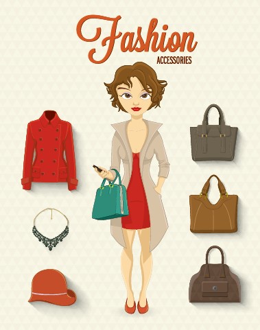 Girl and fashion elements vectors