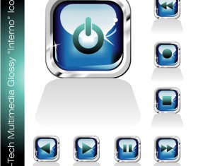 Glossy player buttons design vector 01