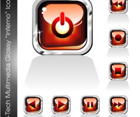 Glossy player buttons design vector 02