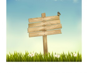 Grass with wood billboard vector background