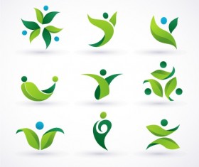 Green ecology logos creative design