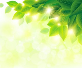 Green leaf with halation background vector 02