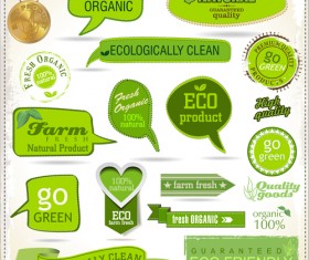 Green natural ribbon with labels vector