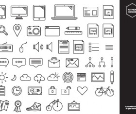 Hand drawn cute icons vector
