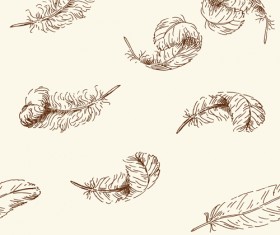 Hand drawn feather seamless pattern vector