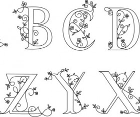 Hand drawn floral alphabet vector