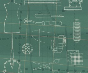 Hand drawn tailoring design vector