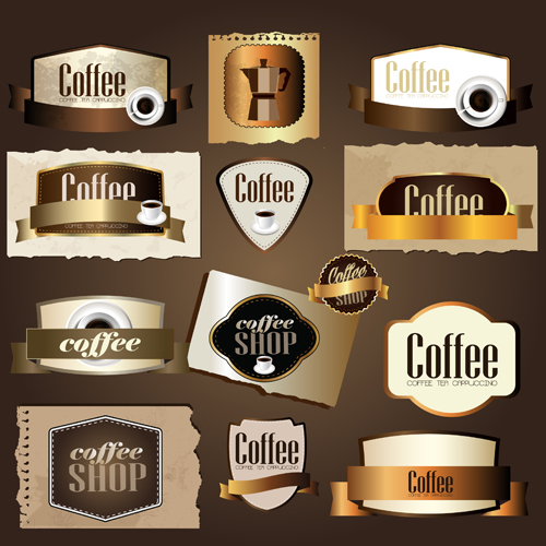 Labels with cards for coffee vector