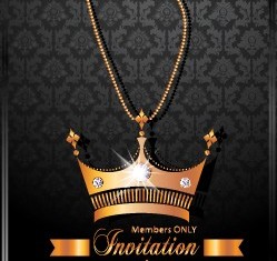 Luxury Crown Invitation Card Vector 01