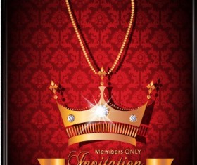 Luxury Crown Invitation Card Vector 02