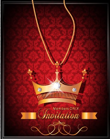 Luxury Crown Invitation Card Vector 02