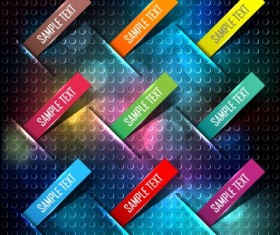 Bookmarks and metal background vector set 04