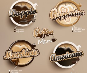 Modern coffee labels with elements vector 02