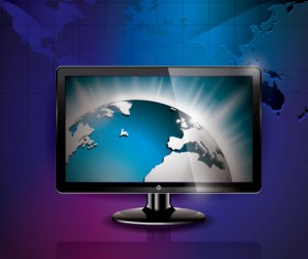 Modern monitor with technology vector 01