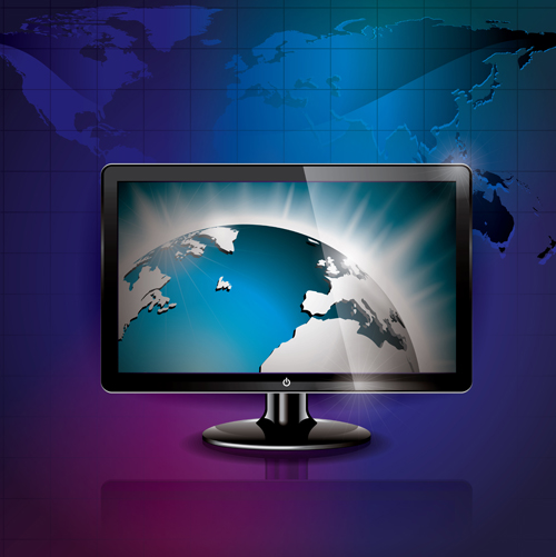 Modern monitor with technology vector 01