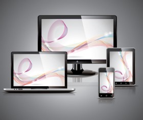 Modern monitor with technology vector 02