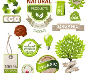 Natural with Eco labels and tags vector