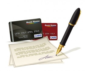 Pen with Credit card creative vector