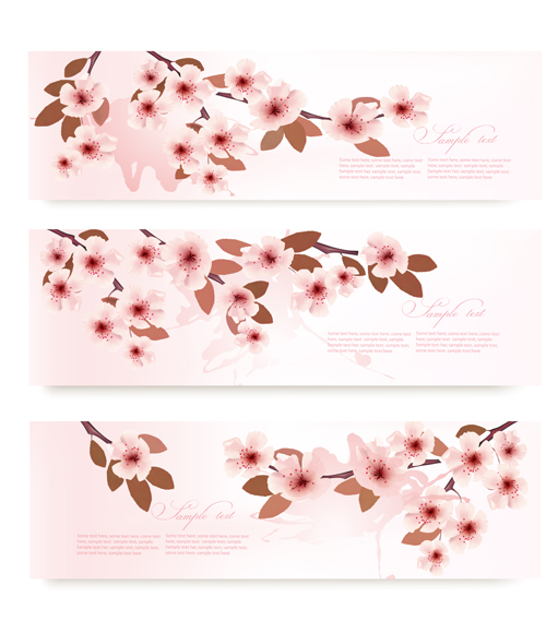 Pink cherry vector banner