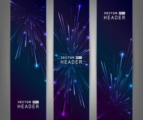 Purple & blue fireworks banners vector