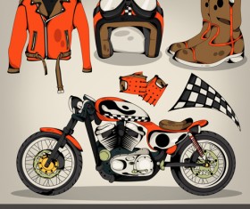 Racer elements design vector set