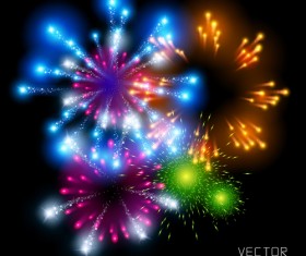 Realistic fireworks colored background vector graphics 01
