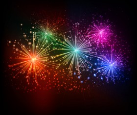 Realistic fireworks colored background vector graphics 02
