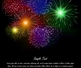 Realistic fireworks colored background vector graphics 03