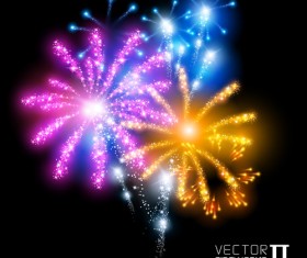 Realistic fireworks colored background vector graphics 05