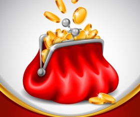 Red bag and gold currency design vector