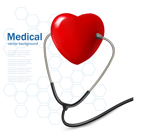 Red heart and stethoscope design vector 01