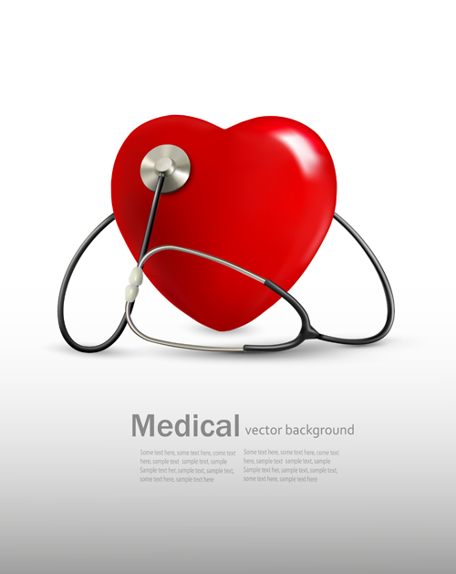 Red heart and stethoscope design vector 02