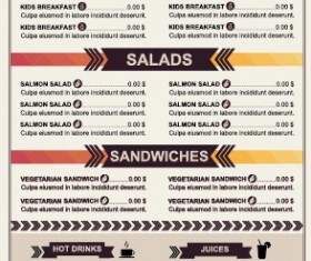 Restaurant menu price List template vector 01