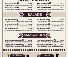 Restaurant menu price List template vector 02