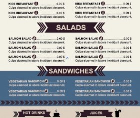Restaurant menu price List template vector 04