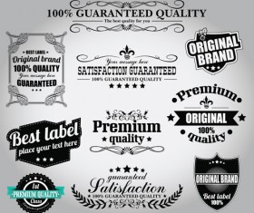 Retro Premium Quality Labels with Ribbon Vector 01