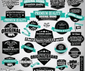 Retro Premium Quality Labels with Ribbon Vector 06