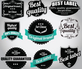 Retro Premium Quality Labels with Ribbon Vector 07