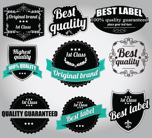 Retro Premium Quality Labels with Ribbon Vector 07