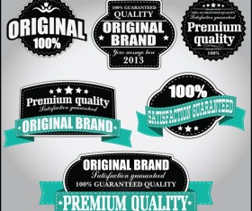 Retro Premium Quality Labels with Ribbon Vector 08