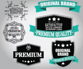 Retro Premium Quality Labels with Ribbon Vector 09