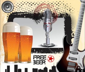 Retro beer poster desgin elements vector 02