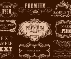 Retro calligraphic frame labels decor vector 03